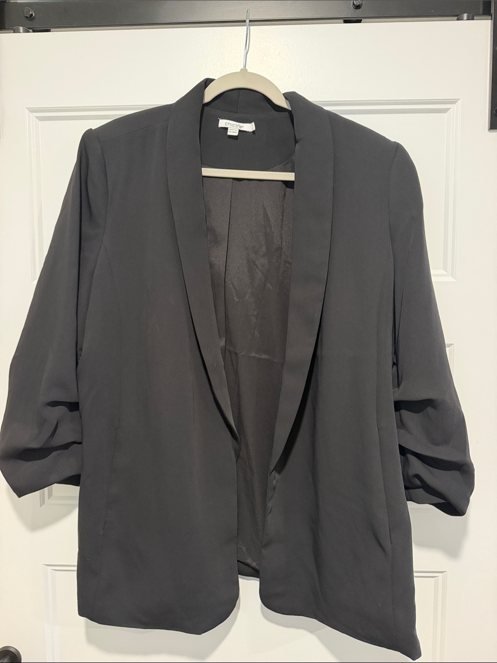 Chico's Charcoal Black Open-Front Draped Blazer